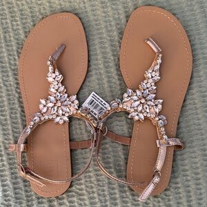 Chic Crystal-Embellished Sandals - Brown